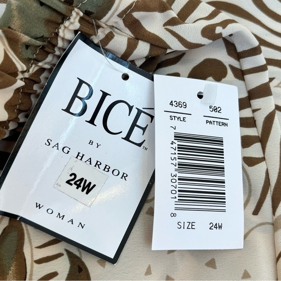 Bice by Sag Harbor Earth Tone Floral Midi Elastic Waist Wrap Skirt 24W NEW - Picture 9 of 9